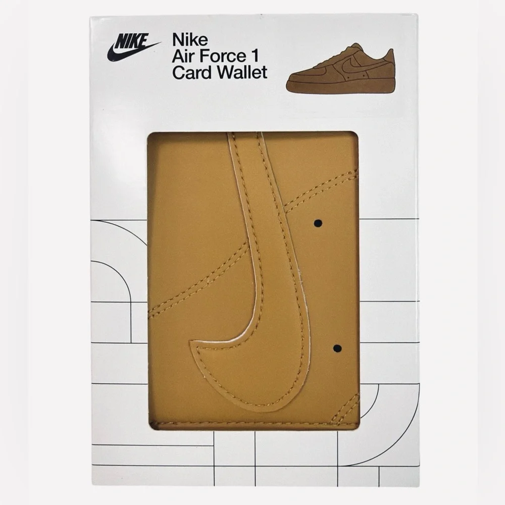 Nike Air Force 1 Unisex Slim Card Wallet Wheat/Wheat Leather Icon Swoosh